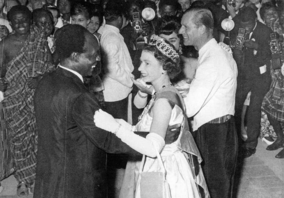 Dr Kwame Nkrumah dancing with Queen Elizabeth when she visited Ghana in 1961